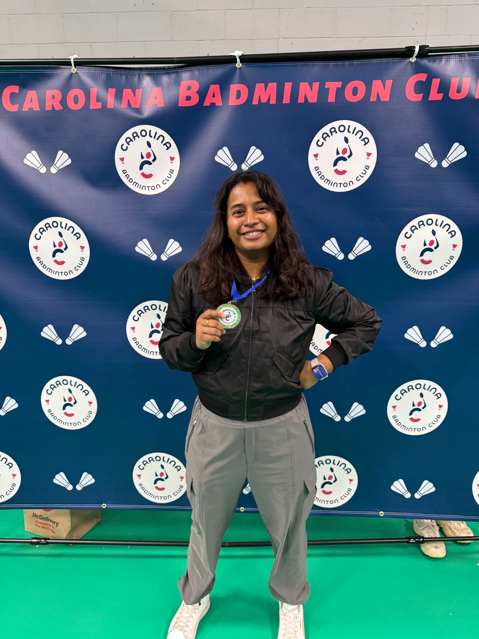 Divya at Carolina Badminton Club after a badminton championship